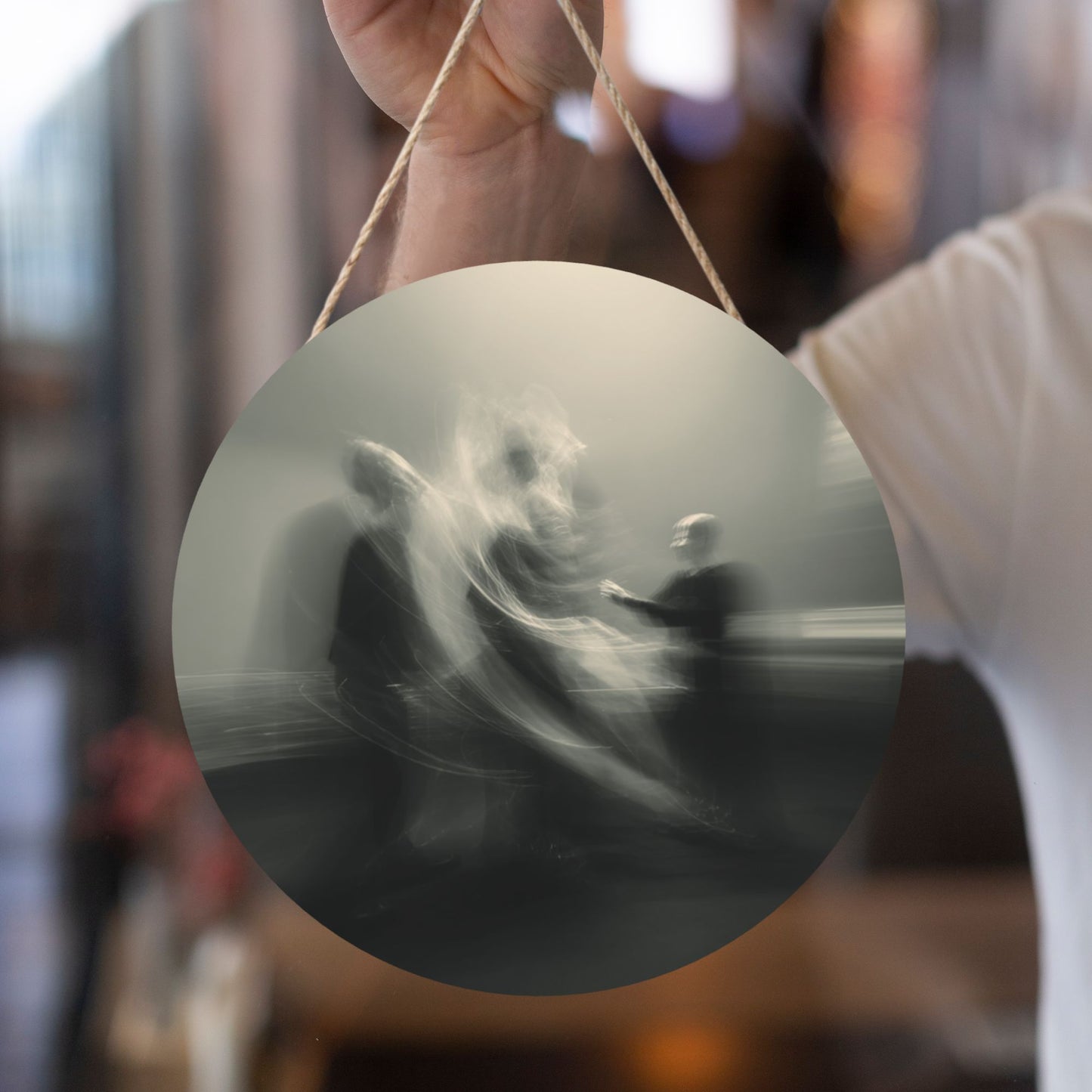 12 - inch (30cm) Artistic Abstract Figure Round Wooden Wall Decor - Set of 3 Creative Wall Hangings (Thick Wood, Waterproof, with Hemp Rope Hooks)