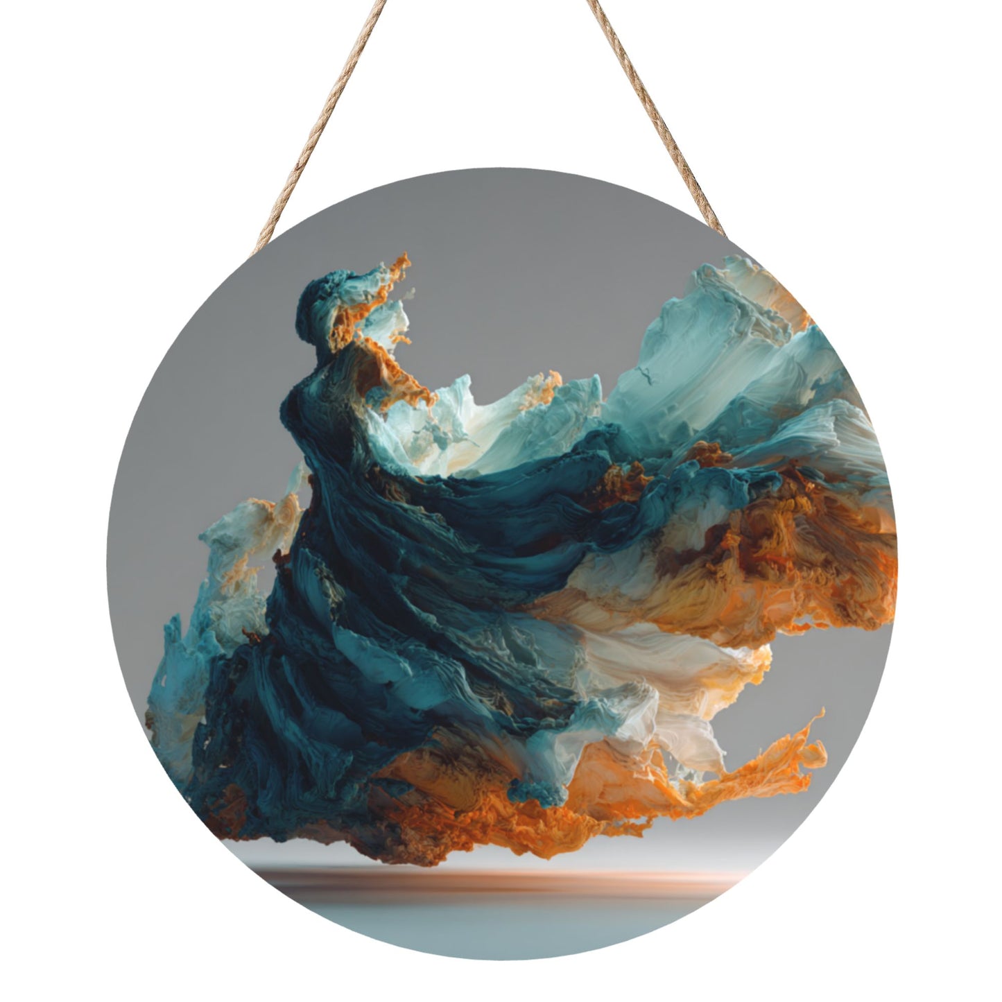 12 - inch (30cm) Abstract Art Fluid Round Wooden Wall Decor - Set of 3 Creative Wall Hangings (Thick Wood, Waterproof, with Hemp Rope Hooks)