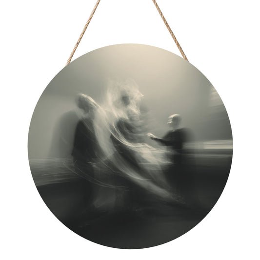 12 - inch (30cm) Artistic Abstract Figure Round Wooden Wall Decor - Set of 3 Creative Wall Hangings (Thick Wood, Waterproof, with Hemp Rope Hooks)