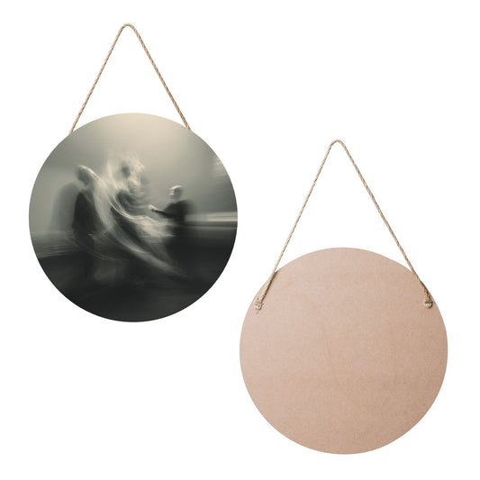 12 - inch (30cm) Artistic Abstract Figure Round Wooden Wall Decor - Set of 3 Creative Wall Hangings (Thick Wood, Waterproof, with Hemp Rope Hooks)