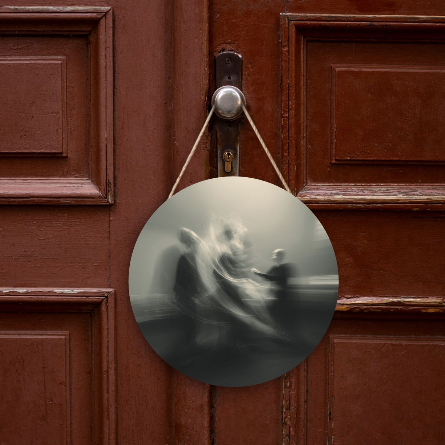 12 - inch (30cm) Artistic Abstract Figure Round Wooden Wall Decor - Set of 3 Creative Wall Hangings (Thick Wood, Waterproof, with Hemp Rope Hooks)