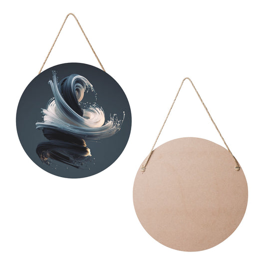 12 - inch (30cm) Artistic Abstract Fluid Round Wooden Wall Decor - Set of 3 Creative Wall Hangings (Thick Wood, Waterproof, with Hemp Rope Hooks)